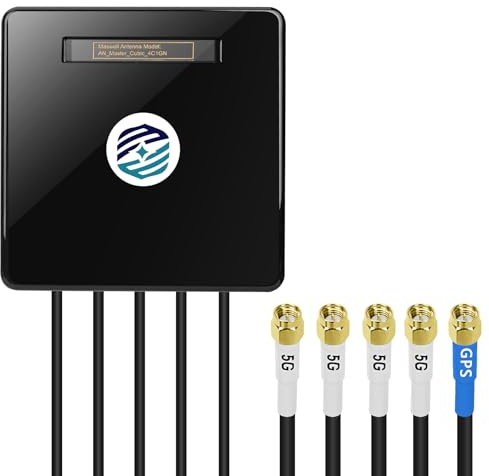 Maswell 4G 5G LTE 4X4 MIMO 5-in-1 Antenna, 4X 5G LTE, 1x GNSS, Up to 6dBi, Cellular 600-8000MHz, WiFi 6E WiFi 7 Ready, GPS GLONASS Beidou Gaileo,Combo Aerial for Campervan Home Router Modem
