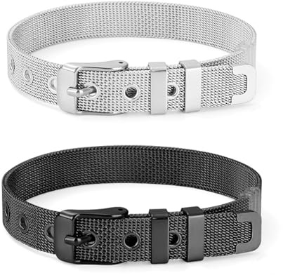 Kalamakala Pulsera 2 piezas, Exquisita Pulsera para hombre y mujer, pulseras personalizadas ajustables, pulsera de pareja para parejas, pulsera de pareja (Negro)