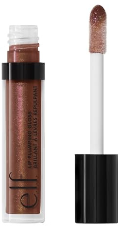 e.l.f. Lip Plumping Gloss, High-Shine Sheer Colour, Hydrates & Creates Fuller Lips With Vitamin E, Vegan & Cruelty-Free, Chocolate Glaze