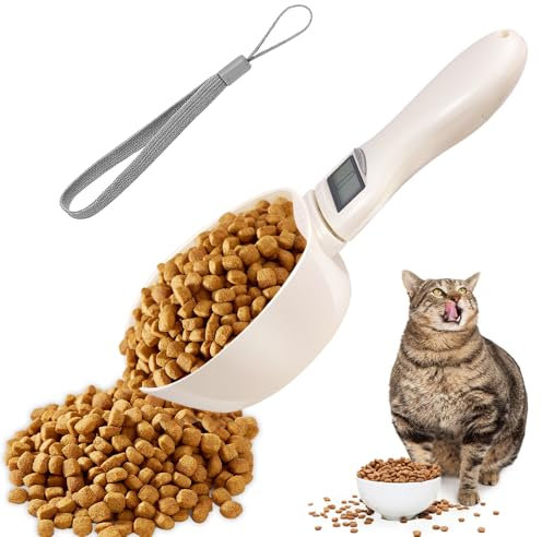 mizikuu Cucchiaio Digitale per Alimenti, 800g Bilancia da Cucina Misurino per Cibo Cani LCD Tazze di Misurazione Pet Cucchiaio Dosatore per Cibo per cani gatti, farina, spezie, chicchi di caffè