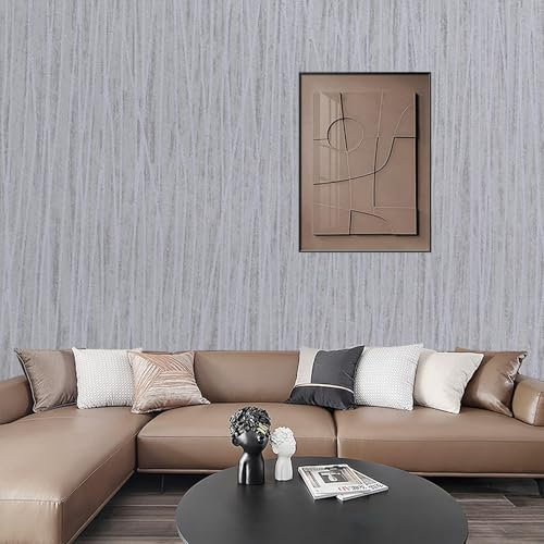 Anttyscar Mix Plain Thick Textured Wallpaper Free No Match Striped Wallpaper for Adults Kids Bedroom Living Room Lounge TV Backdrop Hallway and Stairs Light Grey