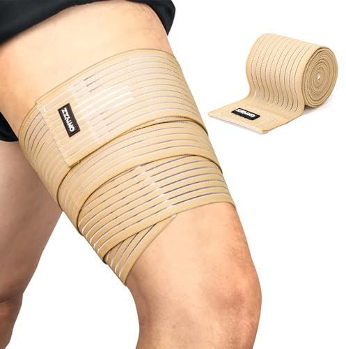 ONTYZZ Tutore Bendaggio Ginocchio 1 Pezzo Alta Elasticità Involucro Compressivo della Coscia per Sport Palestra Corsa Tozzo Allenamento Avvolgente Supporto per Vitelli Beige/180cm