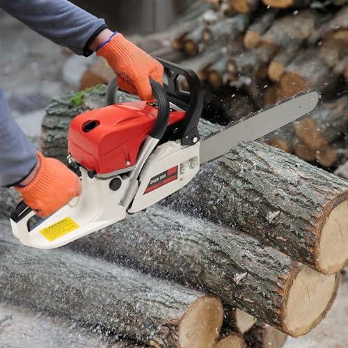 Motosierra a gas, motosierra de gasolina de 52 cc, sierra de cadena de corte de madera y gas, set de motosierra