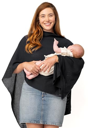 We are Amma | The Cocoon™ - Newborn Essentials Must Haves: Nursing Cover for Breast Feeding Essentials | Nursing Sweater Used as Breastfeeding Cover (Black, One Size)