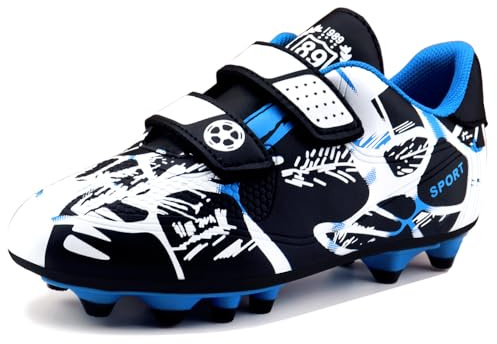 Woflebel Chaussures de Football Garçons Fille Crampons Foot Enfant 28-37EU | Chaussure de Foot Spike Unisexe FG/AG Professionnel Chaussures D'entraînement Antidérapantes Chaussures de Sport