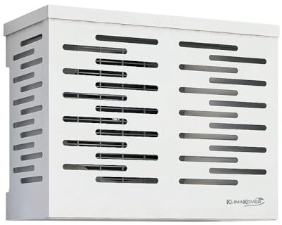 Cubierta de aire exterior protectora rígida de rejilla para unidad externa de climatizador Klimakover, máscara para cubrir el motor de instalaciones de climatización, blanco, aluminio, 90 x 70 x 45 cm