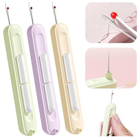 3 Pièces Enfile Aiguille Couture 2 en 1, Passe Fil Couture Seam Ripper Needle Threader, Enfile-Aiguilles pour Couture, Retire-Fils et Découd-Vite pour Couture Artisanat Quilting