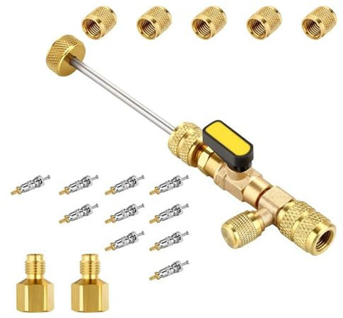 Herramienta de instalación de extracción de núcleos de válvulas con puerto doble de 1/4 y 5/16 para sistemas HVAC R410 R22 R407 R404 R600