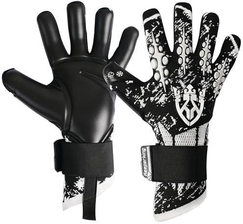 Keeperking Guantes de portero para adultos, junior, unisex, guantes profesionales de fútbol, costura interior, gran agarre, 4 mm, ajuste fijo, varios tamaños y colores