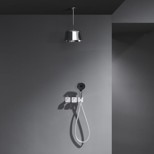 Pommeau de douche encastré chromé avec tuyau – Kit de douche réglable en laiton chaud et froid pour une expérience de salle de bain luxueuse