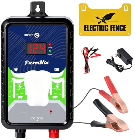 FarmNix Électrificateur de Clôture 12KV 4 Joules, 24KM Clôture électrique