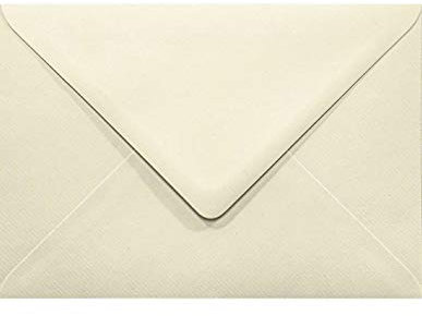 Netuno 100 Briefumschläge Ecru gerippt DIN B6 12,5 x 17,5 cm 120g Aster Laid Ivory elegante Briefhüllen strukturiert edle Briefkuverts mit Struktur für Einladungskarten Geburtstagskarten