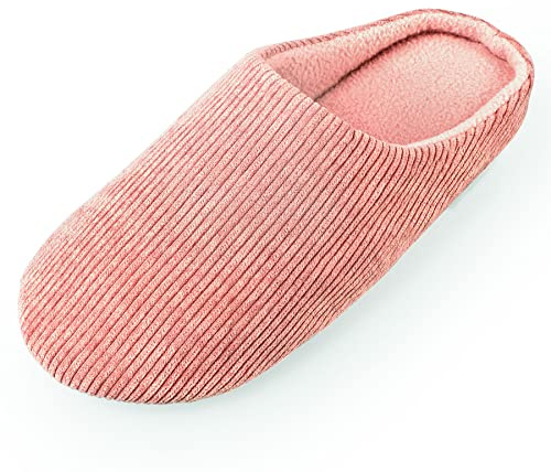 Knixmax Zapatillas de Estar por Casa Hombre y Mujer Algodón Pantuflas Cómodo y Suave para Hotel Viaje Rosa 38-39