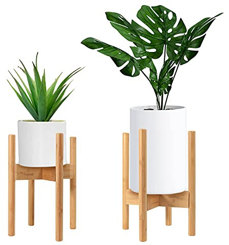 Topest Support réglable en bambou pour plantes - Design milieu du siècle - Convient aux pots de fleurs jusqu'à 30 cm