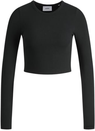 JACK & JONES Damen Jjxx Jxfeline Ls Rib Tee Noos T Shirt, Schwarz, S EU