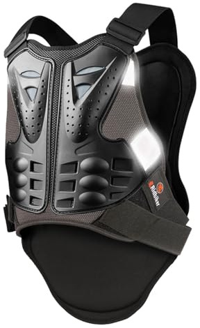 Dirt Bike Chest Protector Motocross Body Armor Vest, Motorcycle Gear for Men Off-Road Racing Body Armor Reflective Vest (Black, Small)