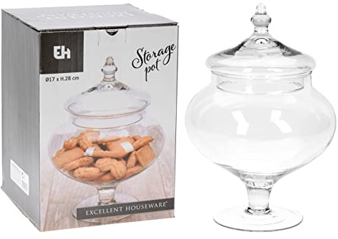 Klarglas Keksdose Keksdose Dekorative Süßigkeitenglas mit Deckel Fuß viktorianisch Vintage für Süßigkeiten Pralinen Bonbon Essen Buffet Hochzeit Party Tisch Tafelaufsatz Home Kitchen