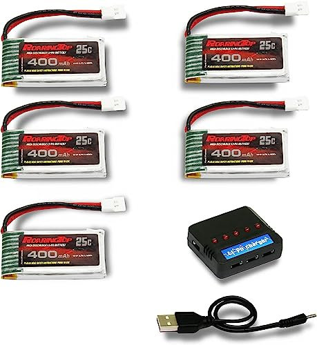 RoaringTop 1S 400mAh 3.7V 25C Lipo Batterie mit MOLEX Plug für RC Shark Boats,RC Electric Shark Dinosaur and Quadcopter Hubschrauber Drone Quadcopter FPV Model Racing HS230 H108 H107 HS170