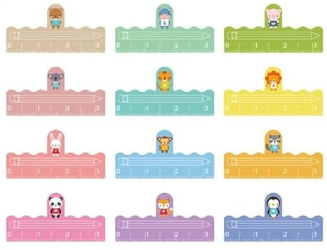 24 distanziatori colorati con un dito, fogli di aiuto per la lettura, per bambini, per casa, scuola, scuola, scuola (stile animale)