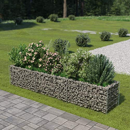 Homgoday Gabionen-Hochbeet Verzinkter Stahl 270×50×50 cm Rasen, Garten Model143563