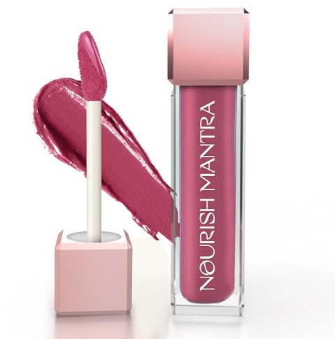Nourish Mantra Lipstick (3.5ml)/ Creamy Matte Liquid Lipstick with SPF/Water Proof/Smudge Proof/Transfer Proof/Long Lasting/Suits All Skin Tones (Burgundy red)