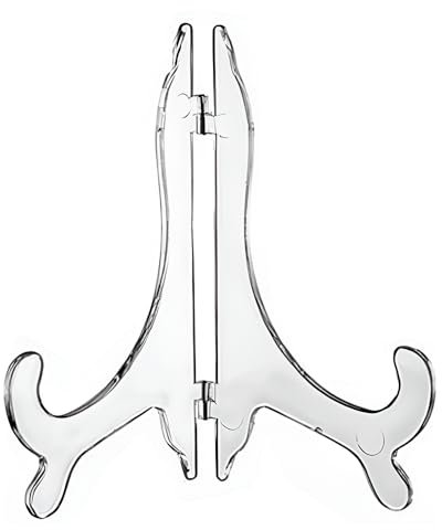 Concept4u 6 x Clear Plastic Display Plate Stand for 3 - 6 Inch Plates Folding Plate Holder Display Picture Photo Frame Stand Ideal for Albums, Menus, Wedding, Tables, Birthday, Home Decoration
