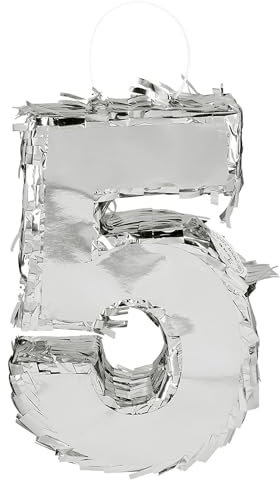 Boland - Chiffres Pinata, 25 x 16 x 5 cm, numéro brillant pour anniversaire et jubilé, chiffre, argent, décoration, jeu de fête
