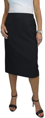 Paulo Due Lined Pencil Skirt for Women Smart Ladies Below Knee Elasticated Waist Skirt Office Evening Black 10-24 (16)