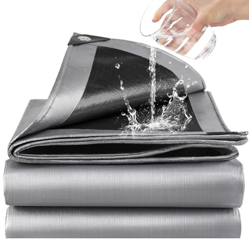 Tarpaulin Waterproof Heavy Duty - Thick 180 g/m² Resistant Outdoor Waterproof Tarpaulin 3m x 3m, Frost-Resistant, UV Protection PE Plastic Tarp for Garden, Gazebo, Camping, Furniture, Shed (3mx3m)
