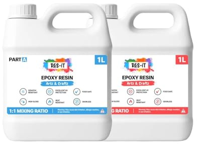 Res-iT Epoxy Resin Kit & Hardener, Crystal Clear, High-Gloss, Self-Levelling, UV Resistant, Non-Yellowing, DIY, Art, Jewellery Making, Woodworking, Non-Toxic, 1:1 Mix Ratio (2L Pro Kit)