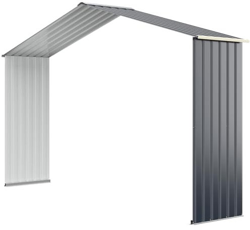 RELAX4LIFE Casetta da Giardino per Attrezzi, in Lamiera d'Acciaio e e Lamiera Zincata con Doppie Porte Scorrevoli, Tetto Inclinato, per Porta Attrezzi, Tosaerba (c1)