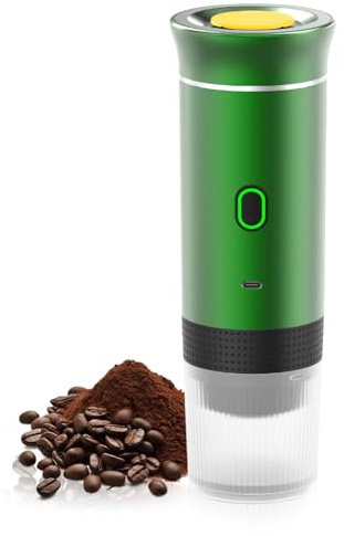 Jenmayt Máquina de café expreso portátil,Cafetera Portátil Cápsula de Espresso 3 en 1,15 bar,7500mAh,Autocalentamiento,compatible con cápsulas Nes y DG y café molido,para Oficina Viaje Camping(verde)