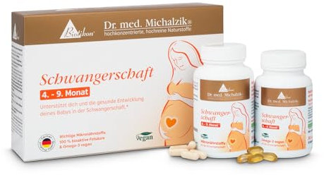 Biotikon Premium Schwangerschafts-Vitamine, Bioaktive Nährstoffe & Omega-3 Vegan, 120 Kapseln + 30 Kapseln
