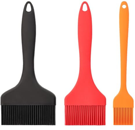 3 Pcs Pennello Silicone Cucina, 9.1/7 / 3.2 cm Pennello da Cucina, per Pasticceria Barbecue Bistecche, Cottura al Forno
