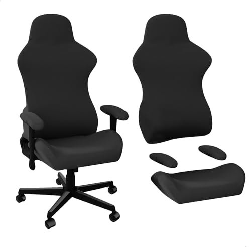mongtsamz Funda Silla Gaming,Fundas Sillas Gaming 4 Piezas, Funda para Silla de Escritorio Elástica Lavable Silla Oficina Gamer Giratoria Escritorio