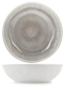 H&H Set 6 Piatti Fondi Selene in Melamina Effetto Reactive Grigio Ø19 cm – Resistenti e Leggeri, Lavabili in Lavastoviglie, Ideali per Minestre, Pasta e Uso Quotidiano