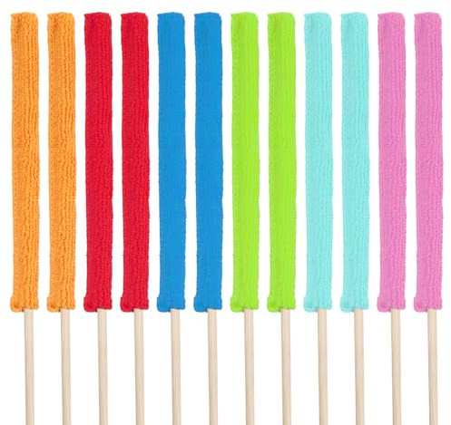 Thinp 12 palitos de microfibra para detalles de plumero, cepillo de limpieza de ventilador, multicolor, limpiador de ventilación de aire acondicionado, mini plumero de grietas, mini plumeros de