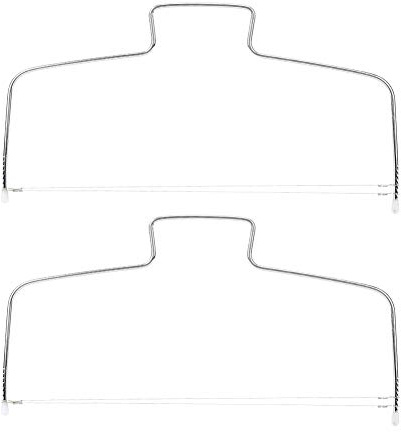 Omabeta Tagliatorte in Acciaio Inossidabile da 2 Pezzi, Utensile da Taglio per Torta Regolabile a Doppio Filo con 8 Scale Regolabili per la Decorazione di Cottura