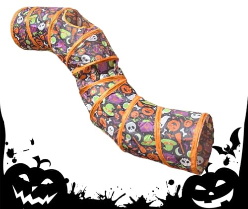 Halloween Katt Tunnel Inomhus Hopfällbar Rolig Husdjur Tunnel Grotta | Halloween Gotisk Interaktiv Kattungars Leksak för Kaniner, Illrar, Hundar, Valpar, samt Hamstrar