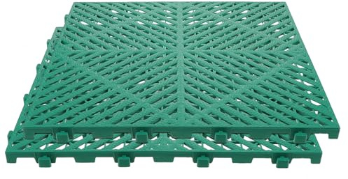 WEKADRIN Lot de 2 Caillebotis de Sol Emboîtables en Plastique Vert pour Garage – Dalles Modulaires Antidérapantes Tapis de Drainage Extérieur pour Station de Lavage Auto