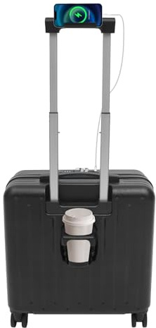 DAHAD Resväska för bärbar dator 18 tum med hjul, affärsväska med fack för bärbar dator, USB-port och dryckeshållare, lätt resväska med lås
