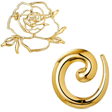 Lot de 2 Broches Géométriques en Métal Femme | Broche Femme Vetement, Broche Femme Vetement Decollete, Accessoires de Mode Élégants pour Tenues Quotidiennes et Cérémonies