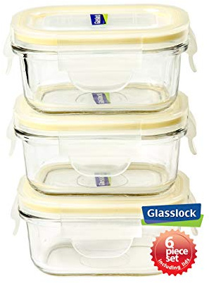 GLASSLOCK 6pcs Set Yum Yum Eco-Friendly Airtight Spill Proof Baby Meal Food Storage Container 150ml, Safely Freeze Homemade Food, Shower Registry Gift Set