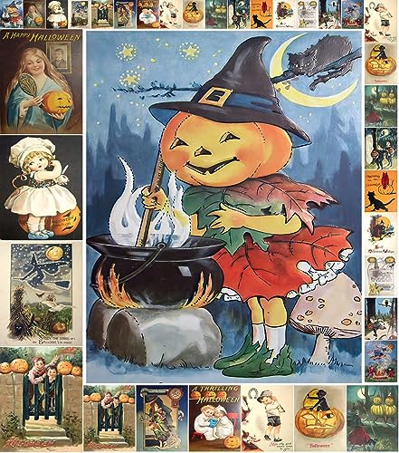 Decoupage Paper Pack (21 Sheets 6x8) Vintage Halloween FLONZ Vintage Styled Halloween Pictures Cards for Decoupage, Craft and Scrapbooking