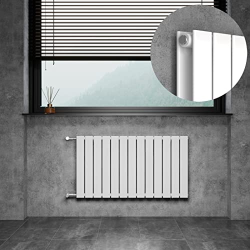 DOLF Design Radiatore a doppio strato, riscaldamento a pannello piatto, per soggiorno e bagno, riscaldamento orizzontale con attacco laterale, distanza mozzo: 500 mm, 1000 x 550 mm, colore bianco