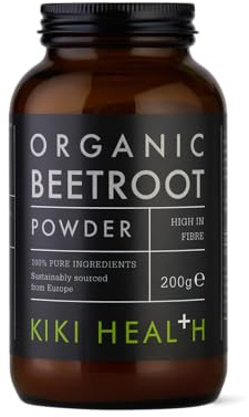 KIKI Health - Organic Beetroot Powder - 100% Pure, Rich Source of Dietary Nitrates - Natural Sweetener & Flavour - High in Fibre, Natural & Healthy Food Dye, Delicious Recipes - 200g