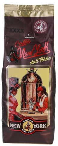 Caffè New York - XXXX - Caffè in grani, gusto intenso ma soave, tostatura media, da macinare, caffe espresso italiano - alta qualità dal 1930-500 gr, chicchi