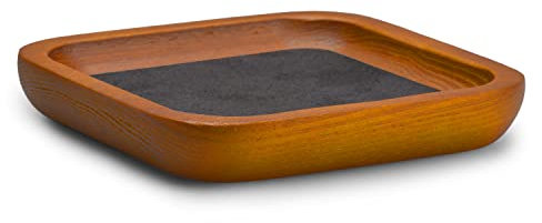 Oirlv Vassoio Per Gioielli In Legno Massiccio,Piccolo Vassoio Per Anelli,Orecchini, Bracciali, Portacollane,Organizer(Piccolo,Hrigio scuro)