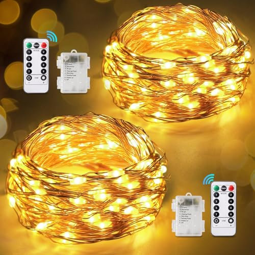 Guirnalda Luces Pilas, 120 LED 12M/40Ft 8 Modos Luces LED Pilas, Enchufe USB Luces de Hadas, Impermeables Guirnalda luminosa para Exterior/Interior, Decoración Navideña, Bodas, Dormitorio, Fiesta