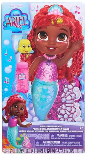 Just Play Disney Junior Bubbles Fun Ariel Doll and Accessories Amazon Exclusive, 8-Pieces, Kids Toys for Ages 3 Up